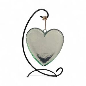 Heart Glass Sun catcher with stand, 1/2 inch thick glass